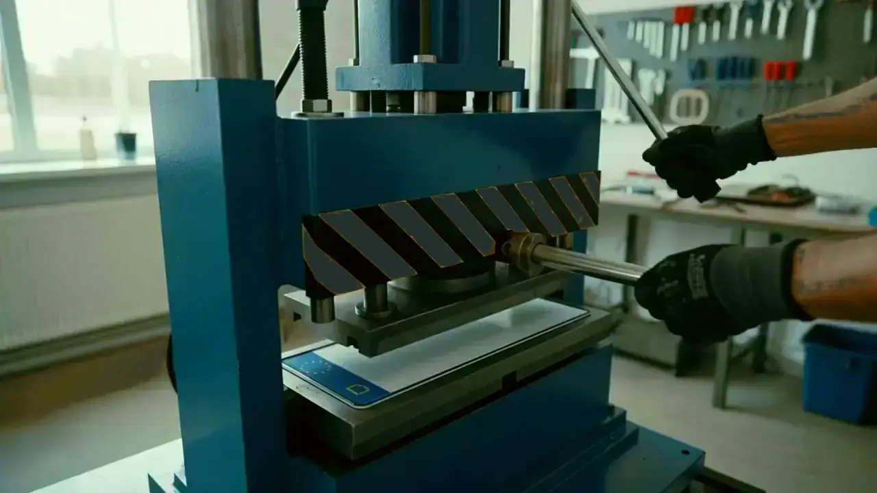 Kennzeichen-Prägepresse im Einsatz (Symbolbild)